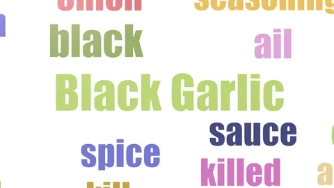Black Garlic Word Cloud Animated Isolated Stock Footage 103657751
