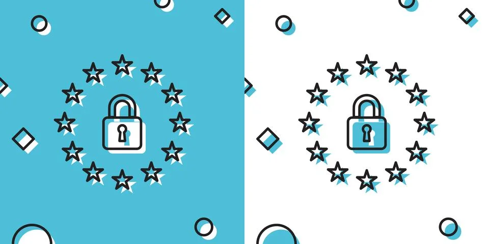 Black GDPR - General data protection regulation icon on blue and white Illustrazione stock