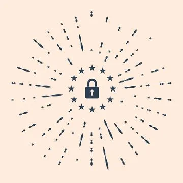 Black GDPR - General data protection regulation icon on beige background 스톡 일러스트