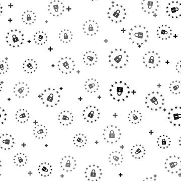 Black GDPR - General data protection regulation icon isolated seamless pattern イラスト素材