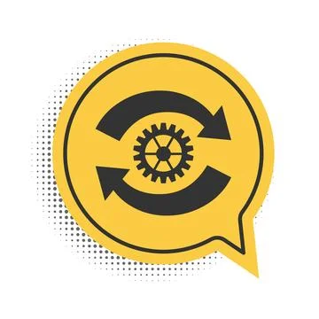 Black Gear and arrows as workflow concept icon isolated on white background Stockillustratie