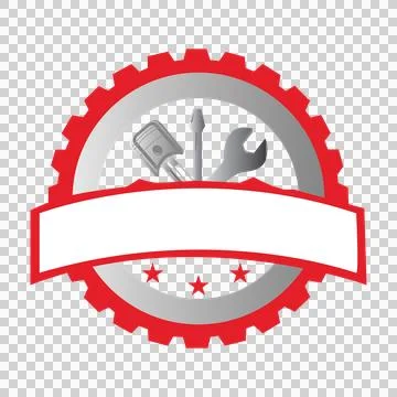 Black Gear Emblem With Tools And Three Stars shovel イラスト素材
