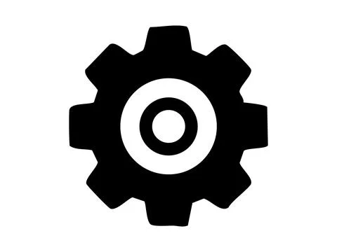 Black gear icon in flat style, isolated on white background, vector illustr.. Stock Illustration