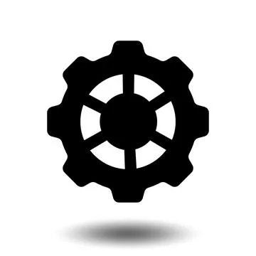 Black gear icon. Machine sprocket gear icon. Flat design. Vector cogwheel s.. Stock Illustration