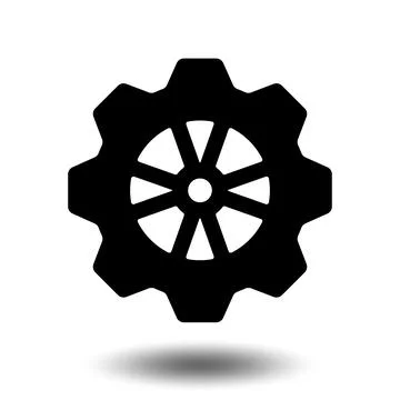 Black gear icon. Machine sprocket gear icon. Flat design. Vector cogwheel s.. Stock Illustration