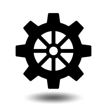 Black gear icon. Machine sprocket gear icon. Flat design. Vector cogwheel s.. Stock Illustration