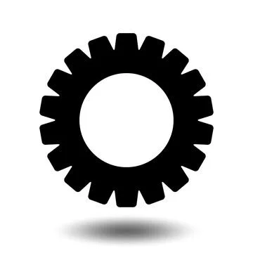 Black gear icon. Machine sprocket gear icon. Flat design. Vector cogwheel s.. Stock Illustration