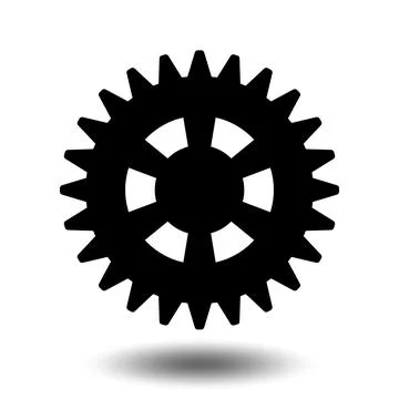 Black gear icon. Machine sprocket gear icon. Flat design. Vector cogwheel s.. Stock Illustration