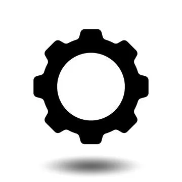 Black gear icon. Machine sprocket gear icon. Flat design. Vector cogwheel s.. Stock Illustration