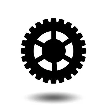 Black gear icon. Machine sprocket gear icon. Flat design. Vector cogwheel sig Stock Illustration