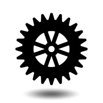 Black gear icon. Machine sprocket gear icon. Flat design. Vector cogwheel s.. Stock Illustration