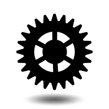 Black gear icon. Machine sprocket gear icon. Flat design. Vector cogwheel s.. Stock Illustration