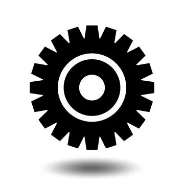 Black gear icon. Machine sprocket gear icon. Flat design. Vector cogwheel s.. Stock Illustration