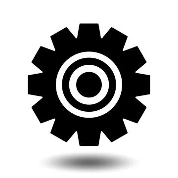 Black gear icon. Machine sprocket gear icon. Flat design. Vector cogwheel s.. Stock Illustration