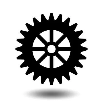 Black gear icon. Machine sprocket gear icon. Flat design. Vector cogwheel sig Stock Illustration