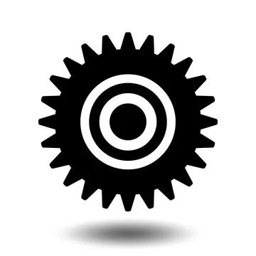 Black gear icon. Machine sprocket gear icon. Flat design. Vector cogwheel sig Stock Illustration