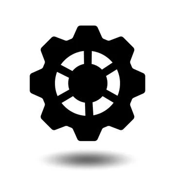 Black gear icon. Machine sprocket gear icon. Flat design. Vector cogwheel s.. Stock Illustration