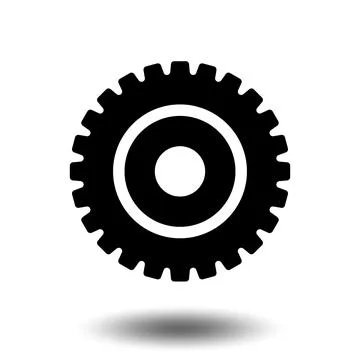 Black gear icon. Machine sprocket gear icon. Flat design. Vector cogwheel s.. Stock Illustration