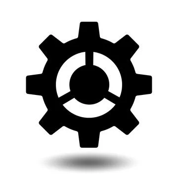 Black gear icon. Machine sprocket gear icon. Flat design. Vector cogwheel s.. Stock Illustration