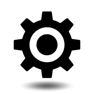 Black gear icon. Machine sprocket gear icon. Flat design. Vector cogwheel s.. Stock Illustration