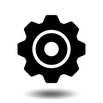 Black gear icon. Machine sprocket gear icon. Flat design. Vector cogwheel s.. Stock Illustration