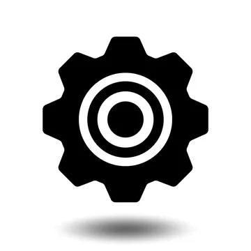 Black gear icon. Machine sprocket gear icon. Flat design. Vector cogwheel s.. Stock Illustration