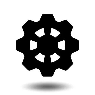 Black gear icon. Machine sprocket gear icon. Flat design. Vector cogwheel sig Stock Illustration