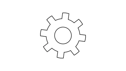 Black gear icon, representing engineering, mechanics, and technical processes in Stock Footage 304965409