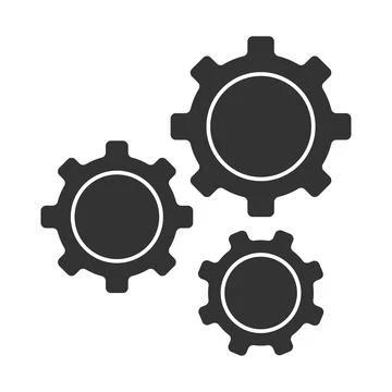Black gear icon . Web settings  eqimpment symbol .  Cog whell vector. Stock Illustration