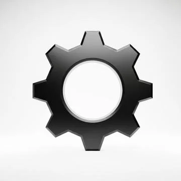 A black gear with a white circle in the middle Stock Illustration