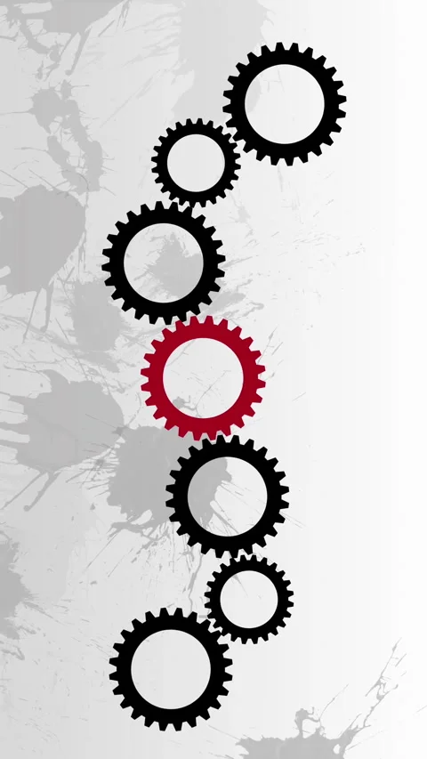 ..Black gears no work while red one does not establish balance Stock Footage 345604516