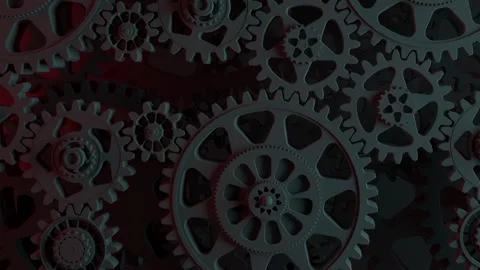 Black Gears Smooth Rotation.Looped 3d Animation. Abstract Workflow. The concept  Stock Footage 169943553