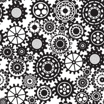 Black gears, steampunk seamless pattern Stock Illustration