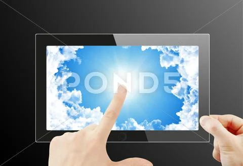 Black generic tablet pc, 3d render. イラスト素材