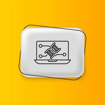 Black Genetic engineering modification on laptop icon isolated on yellow ba.. Stock Illustration
