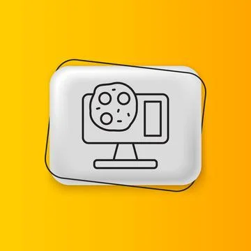Black Genetic engineering modification on laptop icon isolated on yellow ba.. 스톡 일러스트