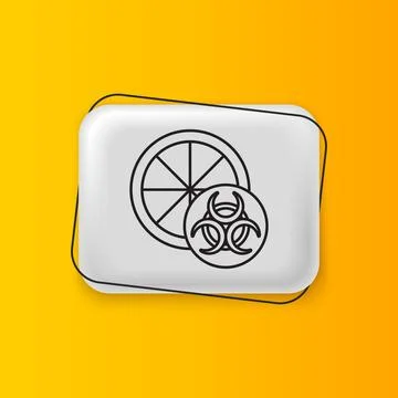 Black Genetically modified citrus fruit icon isolated on yellow background... Illustrazione stock