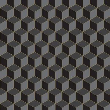 Black geometric 3d cubes pattern. Abstract background. イラスト素材
