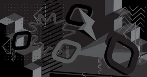 Black Geometric abstract elements background animation Stock Footage 242466312