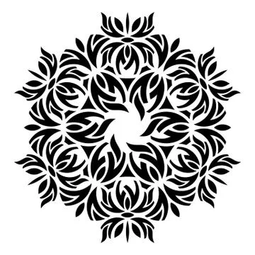 Black geometric abstract round mandala Stock Illustration