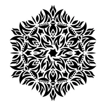 Black geometric abstract round mandala Stock Illustration