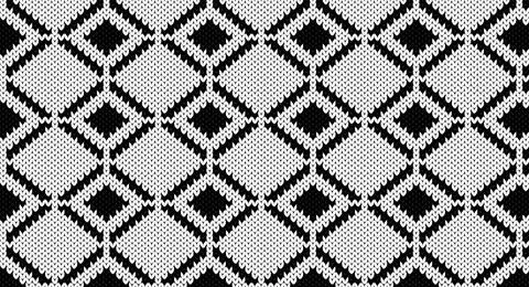 Black geometric and zigzag on white knitted pattern, Festive Sweater Design.. Stock Illustration