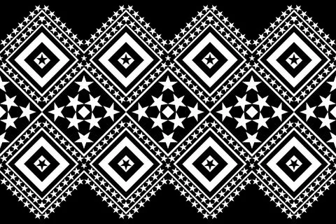 Black geometric aztec fabric pattern Stock Illustration