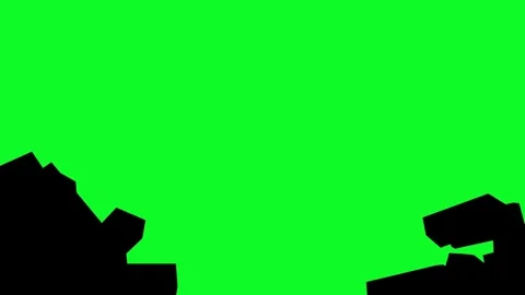 Black geometric blocks fall away to reveal green screen Stock Footage 331767915