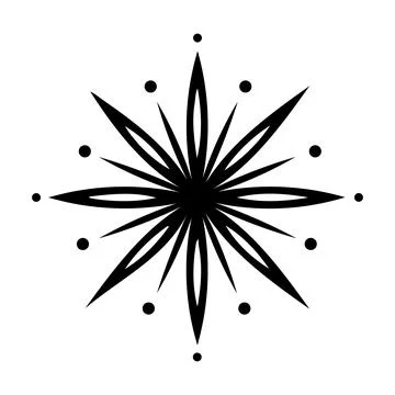 Black geometric compass rose with dots around Stock Illustration