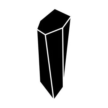 Black geometric crystal design element. Polygon icon of gem stone. Geometrica Stock Illustration