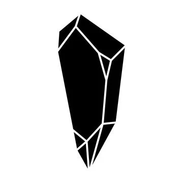 Black geometric crystal design element. Polygon icon of gem stone. Geometrica Stock Illustration