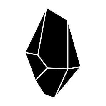 Black geometric crystal design element. Polygon icon of gem stone. Geometrica Stock Illustration