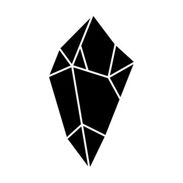 Black geometric crystal design element. Polygon icon of gem stone. Geometrica Stock Illustration