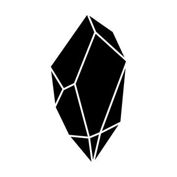Black geometric crystal design element. Polygon icon of gem stone. Geometrica Stock Illustration